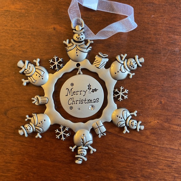 Merry Christmas Photo Holder Snowman Metal Ornament. NWT. Set of 3. - Picture 4 of 7